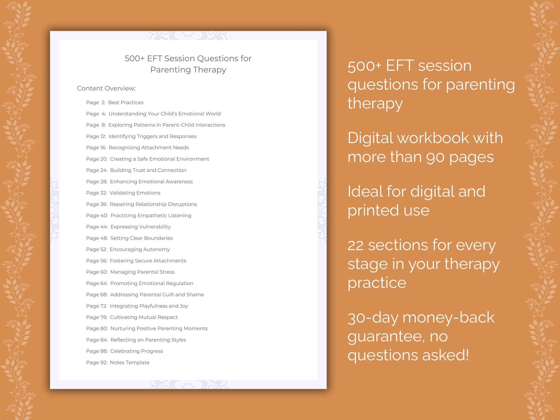 Parenting Emotionally Focused Therapy (EFT) Therapist Worksheets