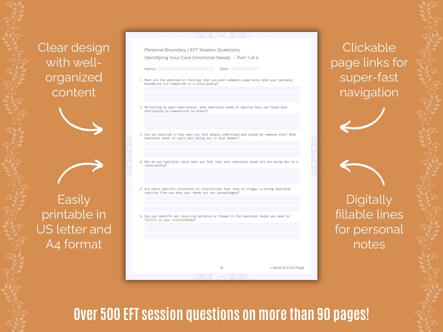 Personal Boundary Emotionally Focused Therapy (EFT) Counseling Templates