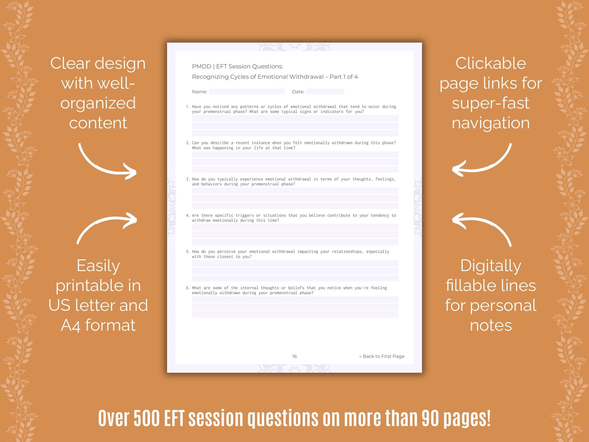 Premenstrual Dysphoric Disorder Emotionally Focused Therapy (EFT) Counseling Templates