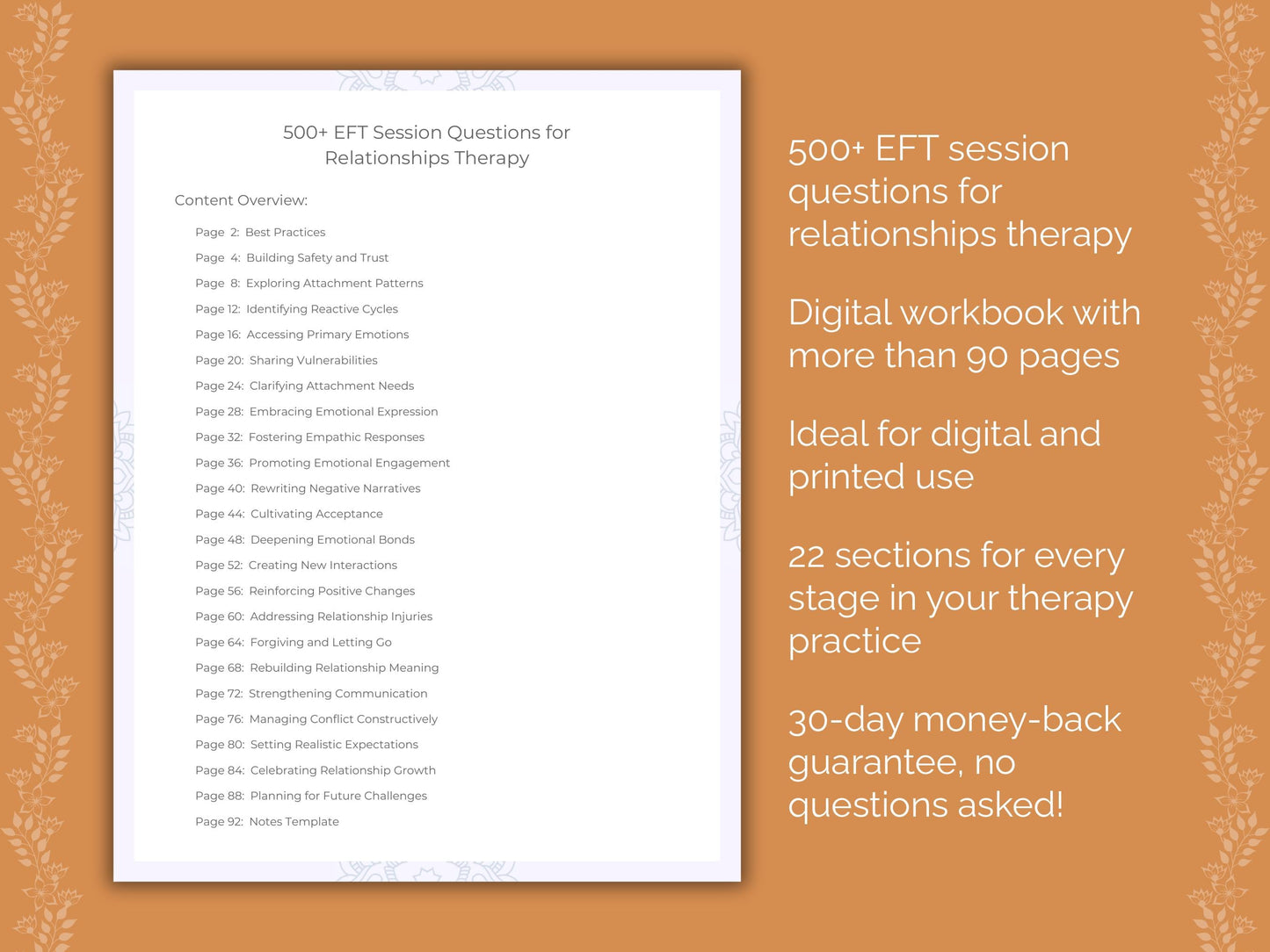 Relationships Emotionally Focused Therapy (EFT) Therapist Worksheets