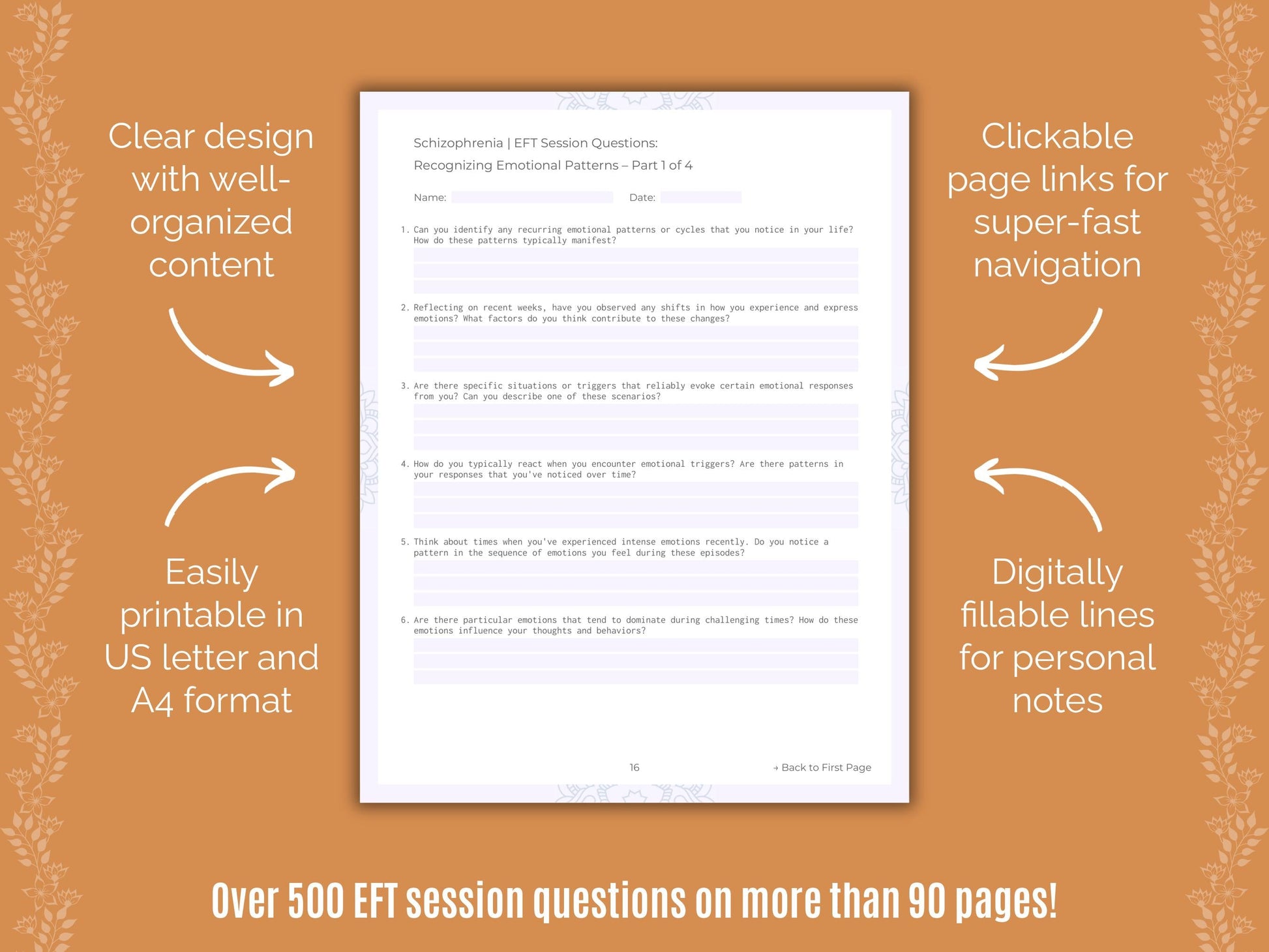 Schizophrenia Emotionally Focused Therapy (EFT) Counseling Templates