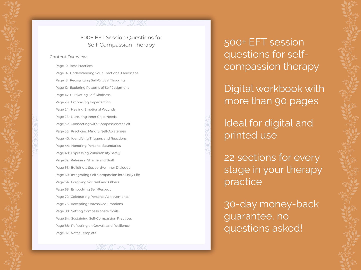 Self-Compassion Emotionally Focused Therapy (EFT) Therapist Worksheets