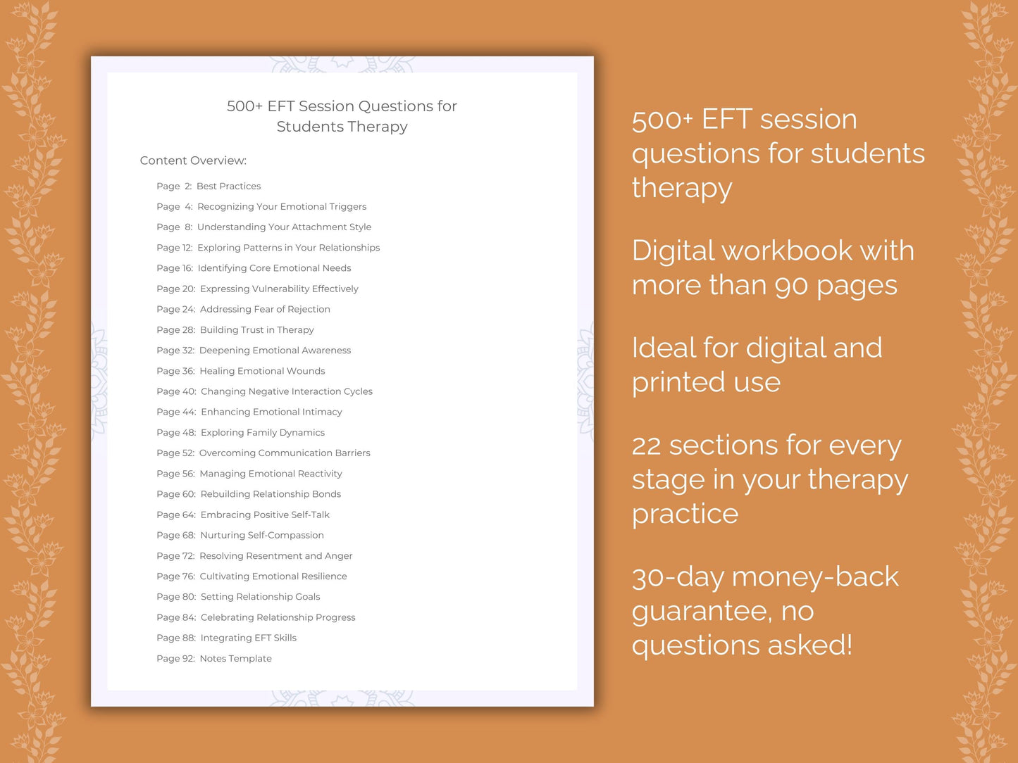 Students Emotionally Focused Therapy (EFT) Therapist Worksheets
