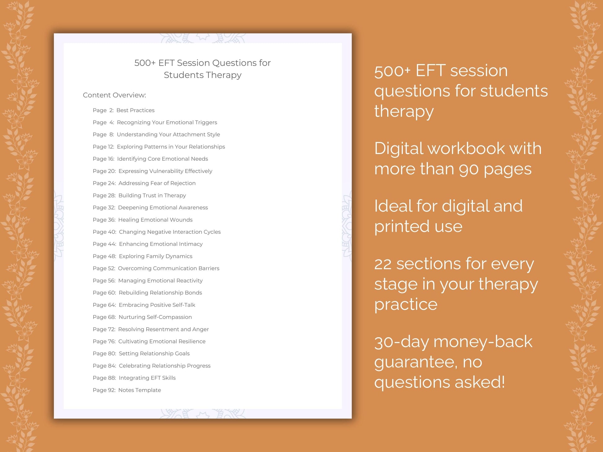 Students Emotionally Focused Therapy (EFT) Therapist Worksheets