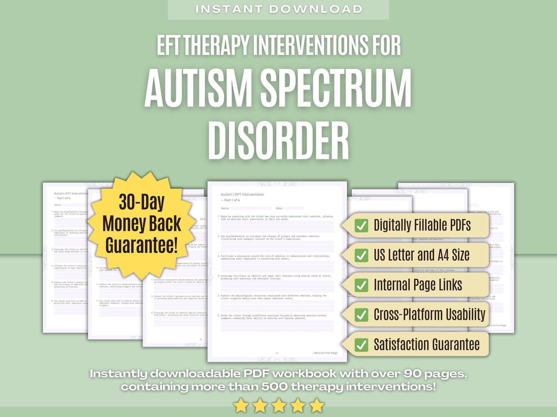 Autism Spectrum Disorder Emotionally Focused Therapy (EFT) Psychology Workbooks