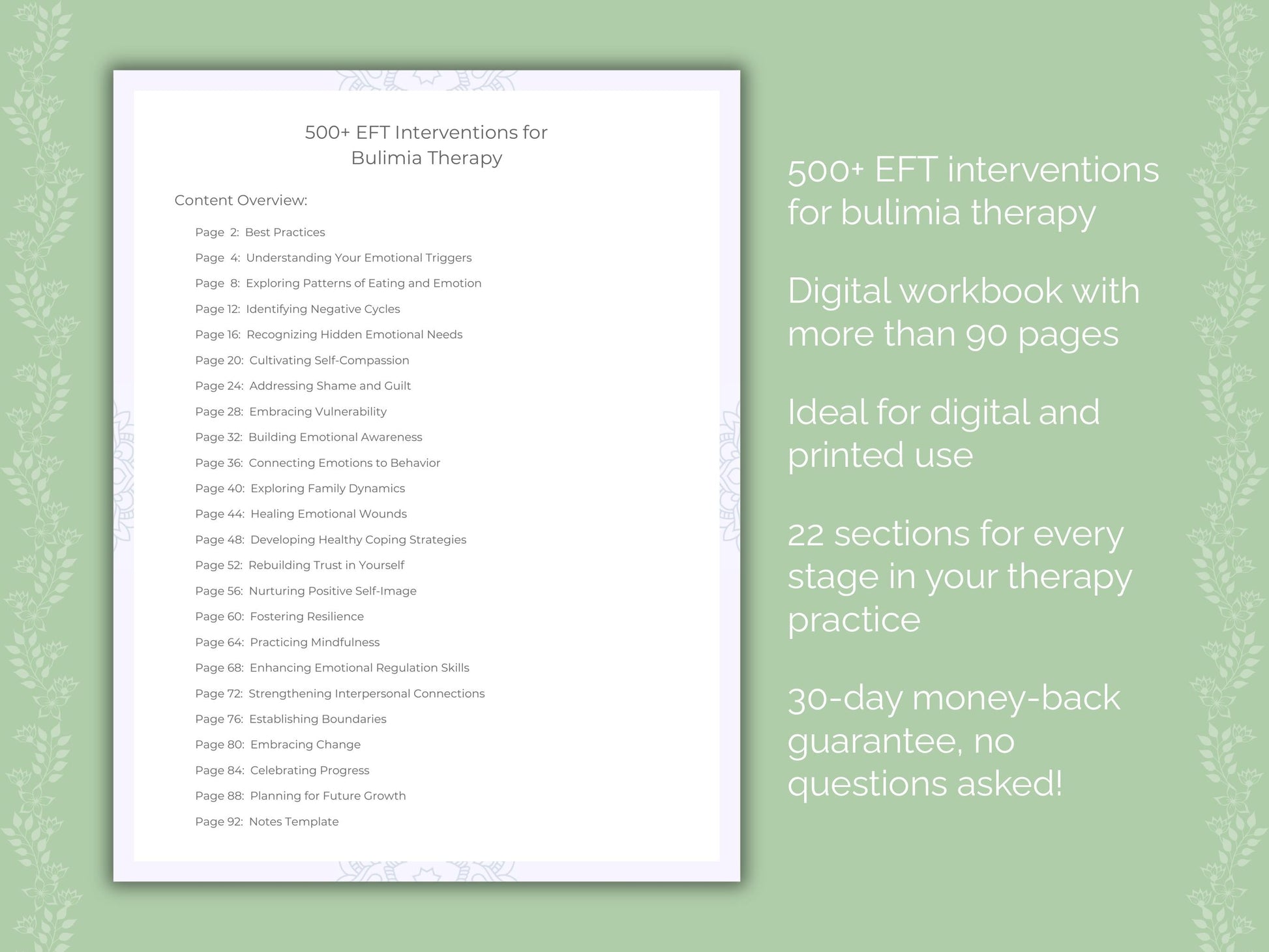 Bulimia Emotionally Focused Therapy (EFT) Therapist Worksheets
