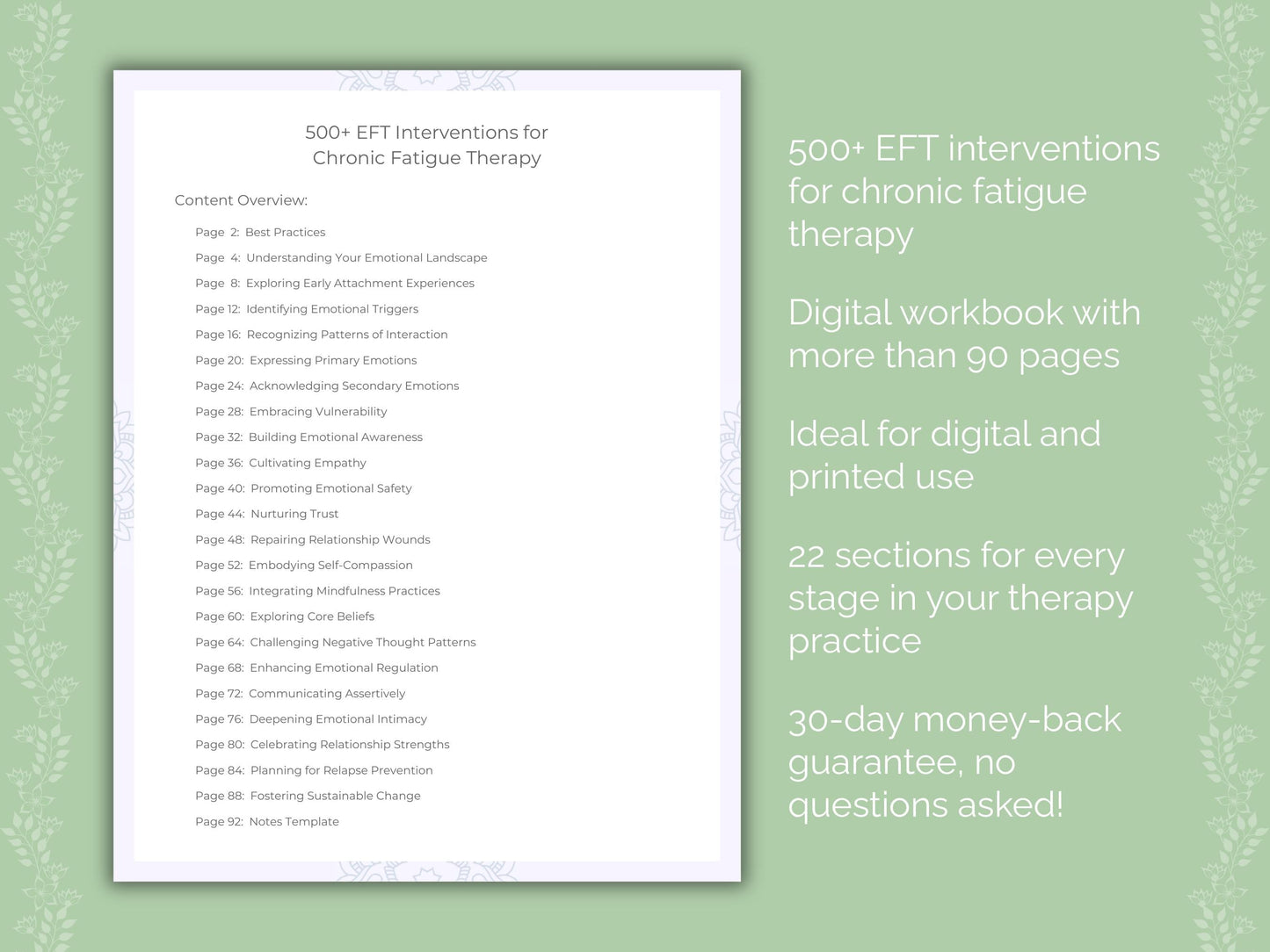 Chronic Fatigue Emotionally Focused Therapy (EFT) Therapist Worksheets