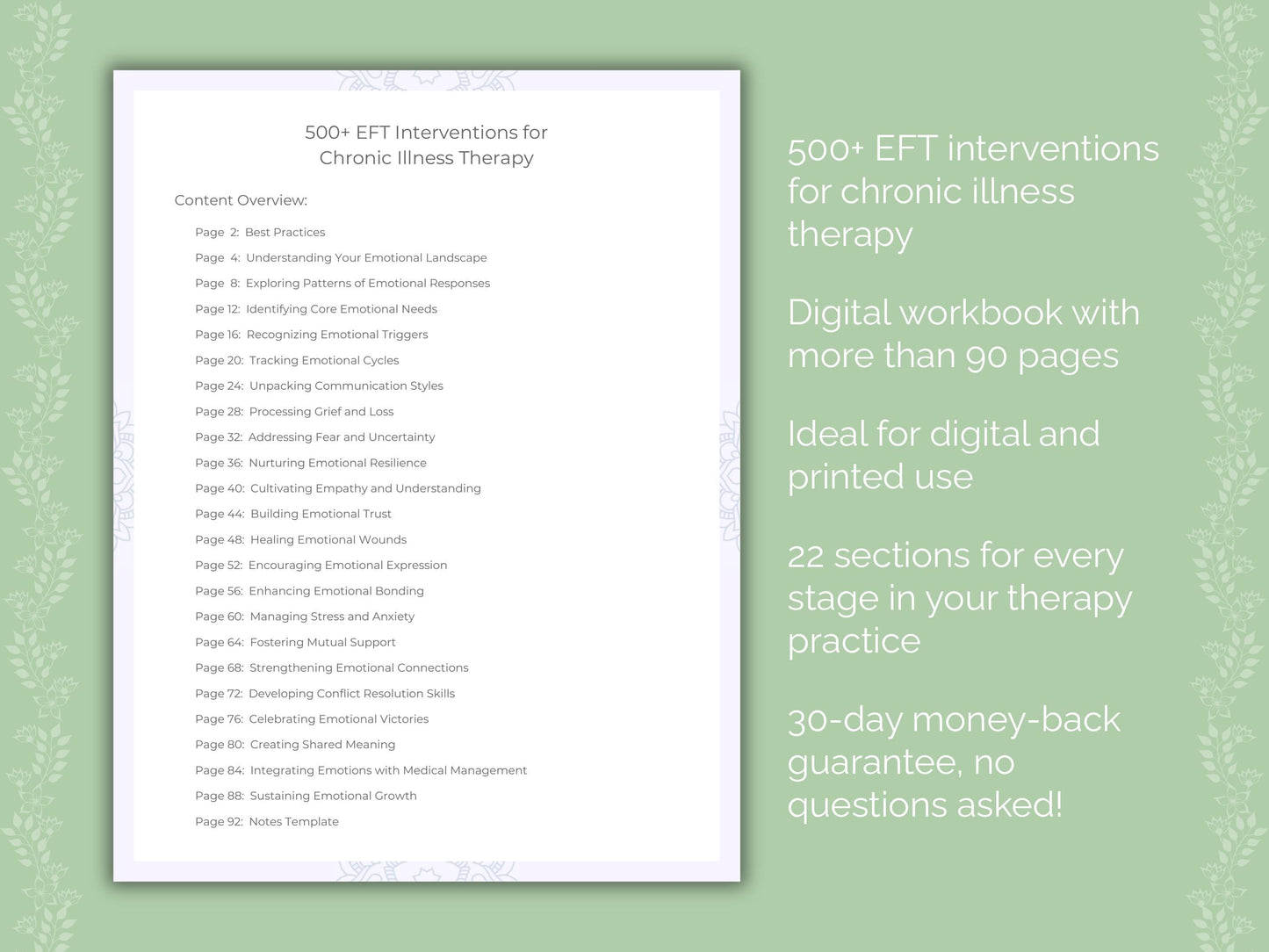 Chronic Illness Emotionally Focused Therapy (EFT) Therapist Worksheets