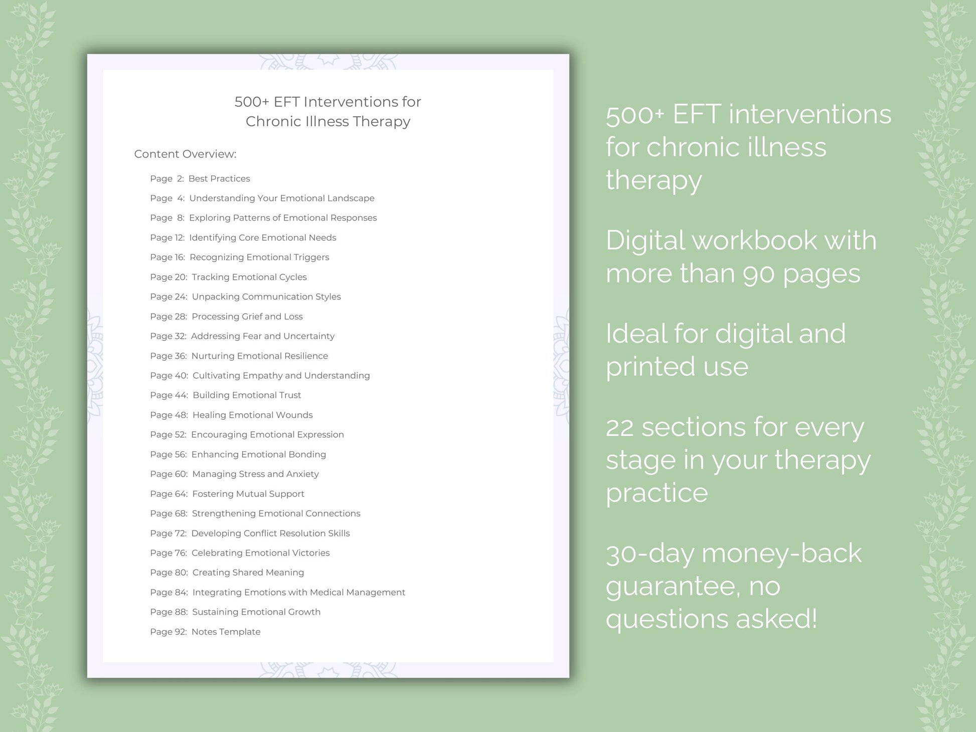 Chronic Illness Emotionally Focused Therapy (EFT) Therapist Worksheets