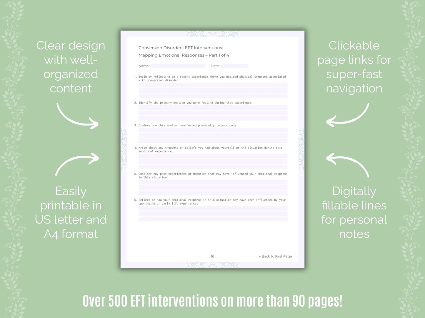 Conversion Disorder Emotionally Focused Therapy (EFT) Counseling Templates