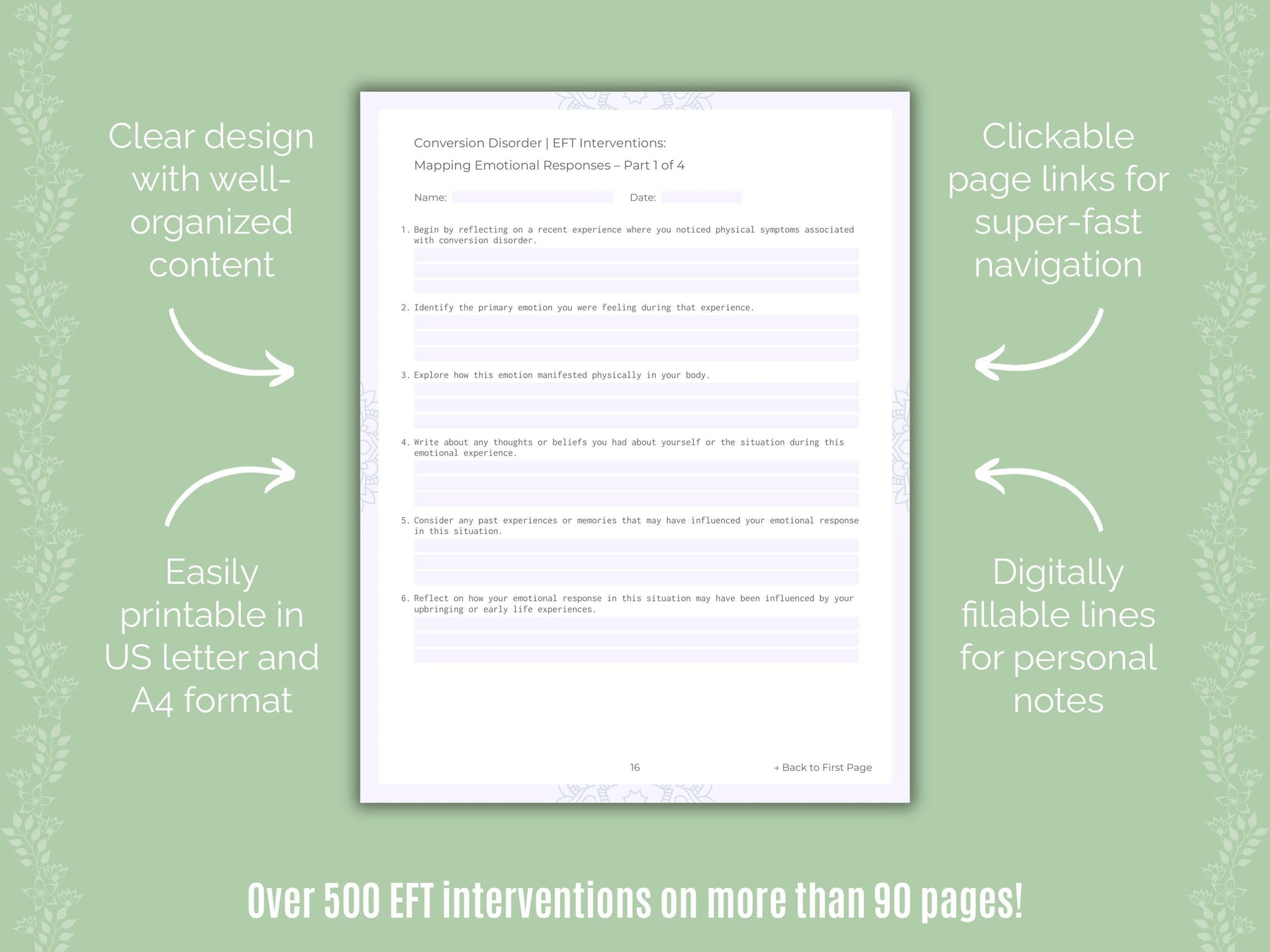 Conversion Disorder Emotionally Focused Therapy (EFT) Counseling Templates