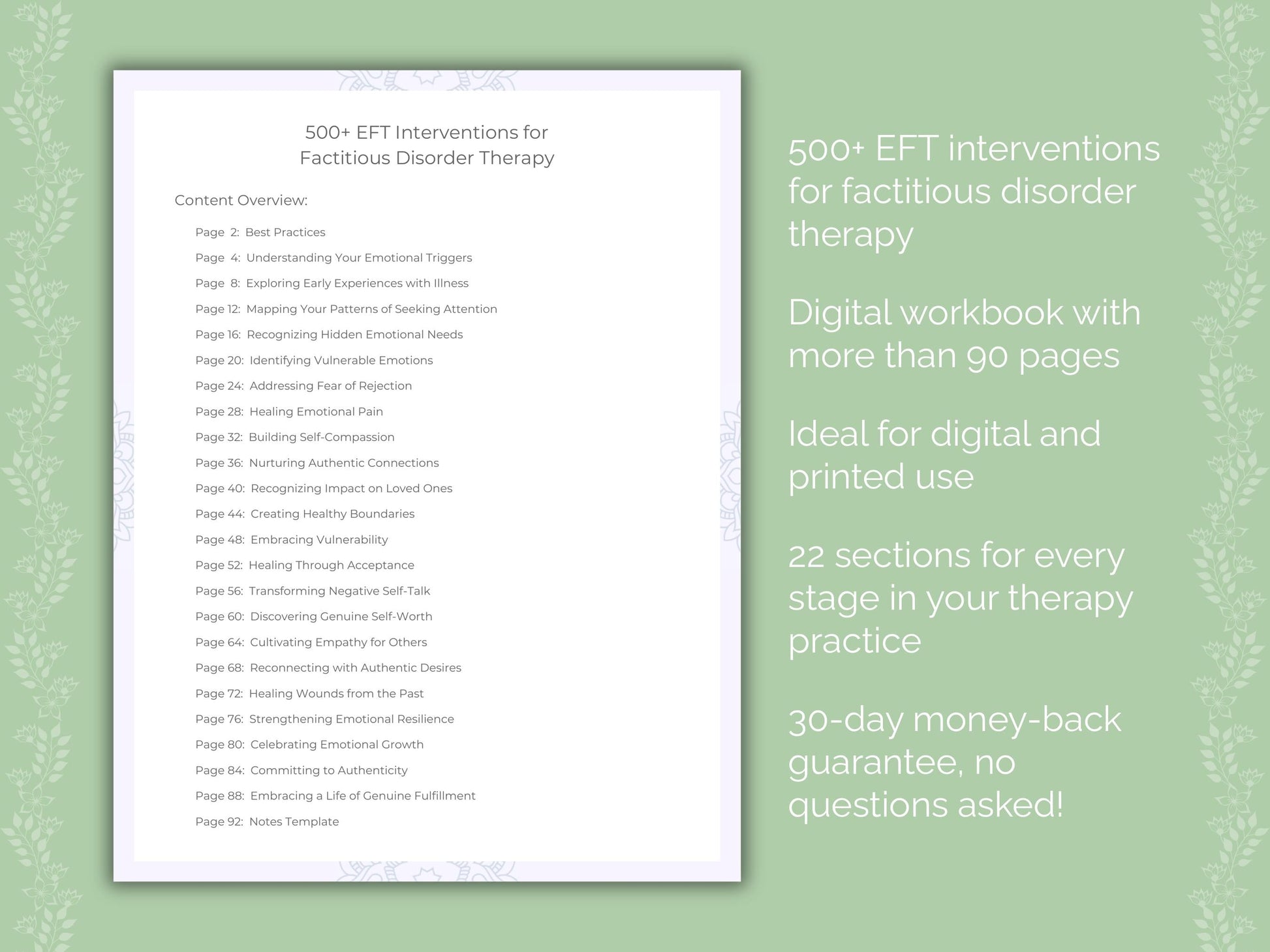 Factitious Disorder Emotionally Focused Therapy (EFT) Therapist Worksheets