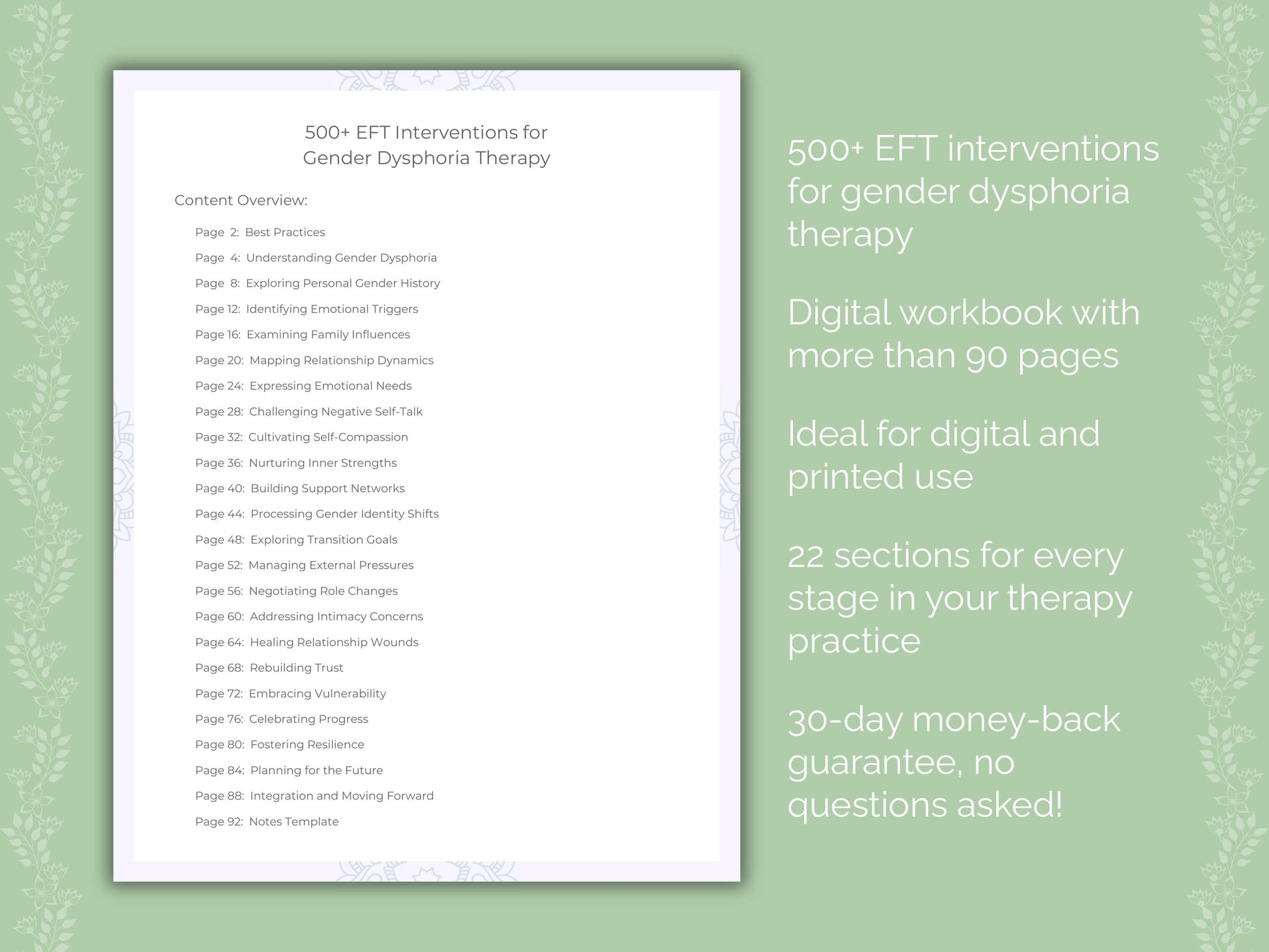 Gender Dysphoria Emotionally Focused Therapy (EFT) Therapist Worksheets