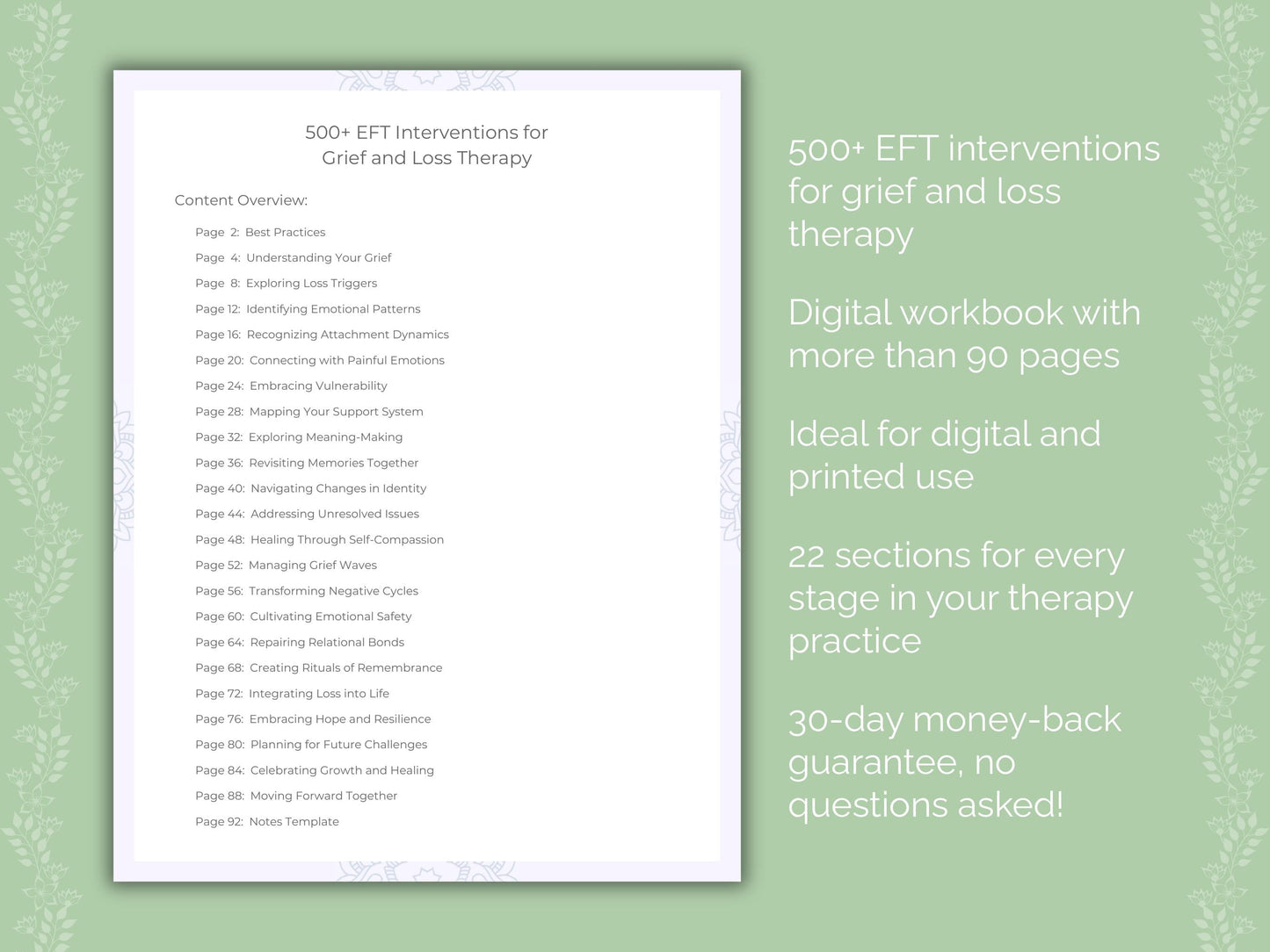 Grief and Loss Emotionally Focused Therapy (EFT) Therapist Worksheets