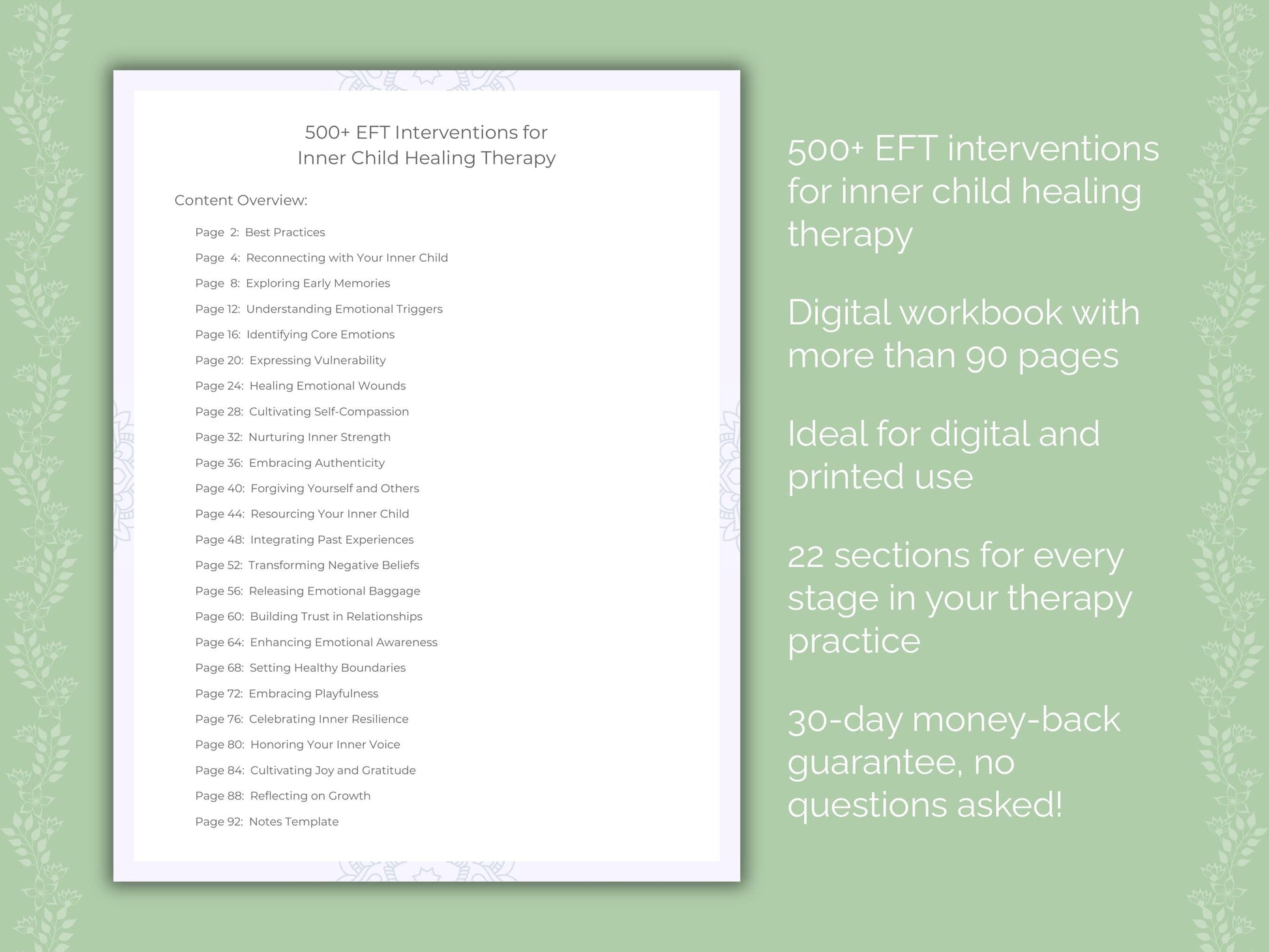 Inner Child Healing Emotionally Focused Therapy (EFT) Therapist Worksheets