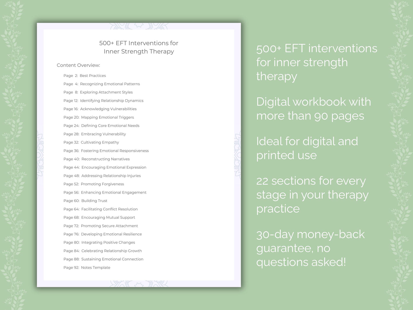 Inner Strength Emotionally Focused Therapy (EFT) Therapist Worksheets