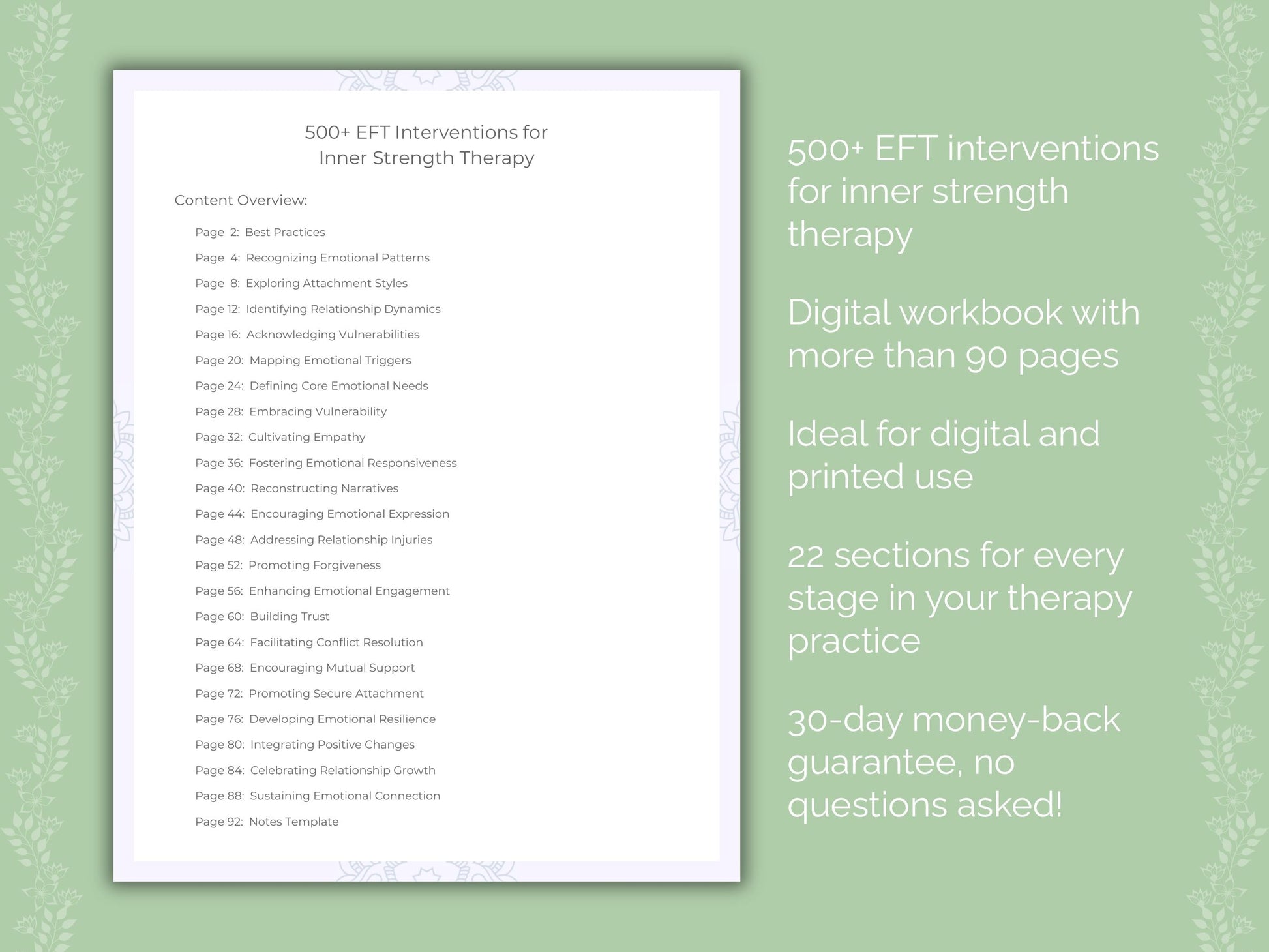 Inner Strength Emotionally Focused Therapy (EFT) Therapist Worksheets