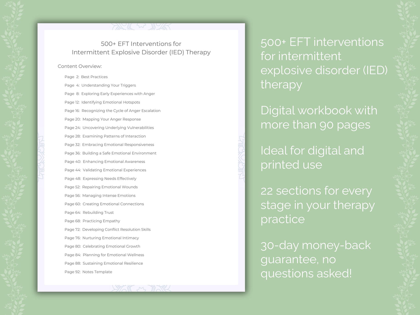 Intermittent Explosive Disorder (IED) Emotionally Focused Therapy (EFT) Therapist Worksheets