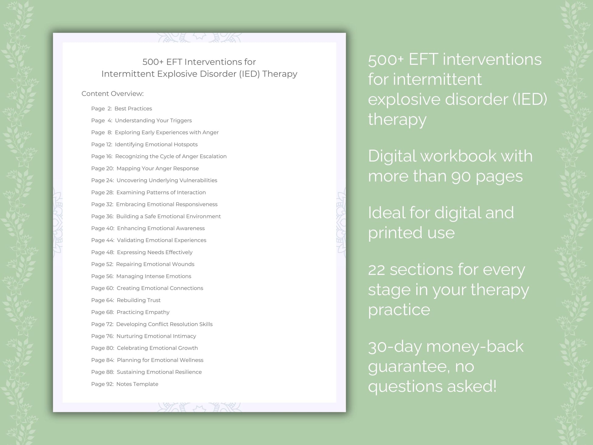 Intermittent Explosive Disorder (IED) Emotionally Focused Therapy (EFT) Therapist Worksheets
