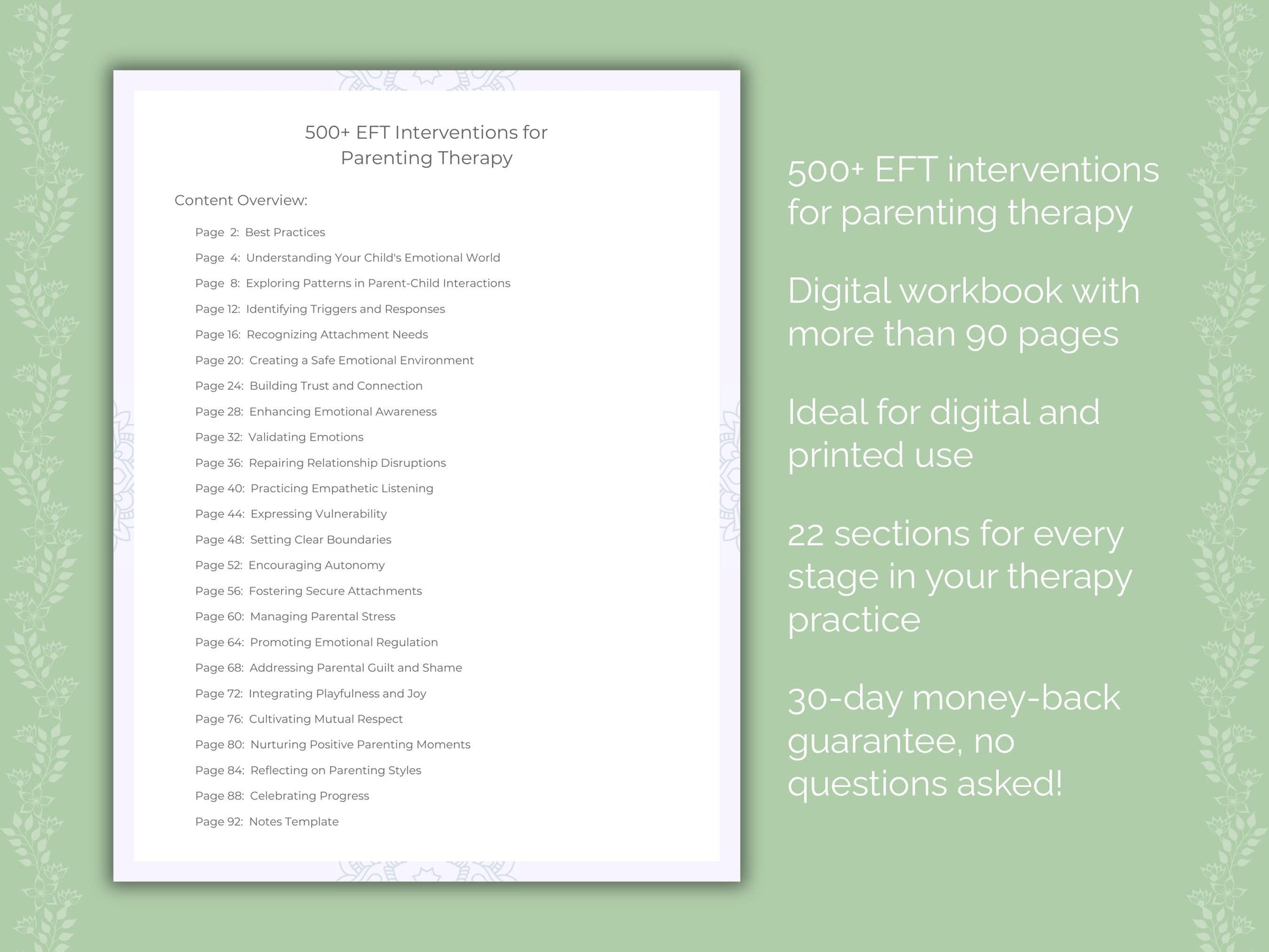 Parenting Emotionally Focused Therapy (EFT) Therapist Worksheets