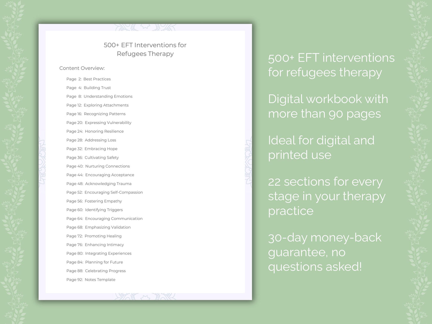 Refugees Emotionally Focused Therapy (EFT) Therapist Worksheets