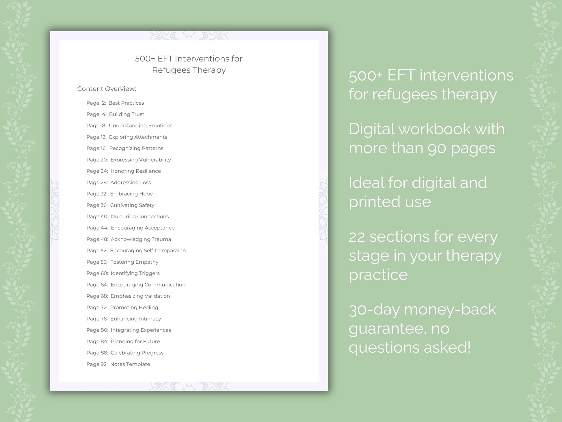 Refugees Emotionally Focused Therapy (EFT) Therapist Worksheets