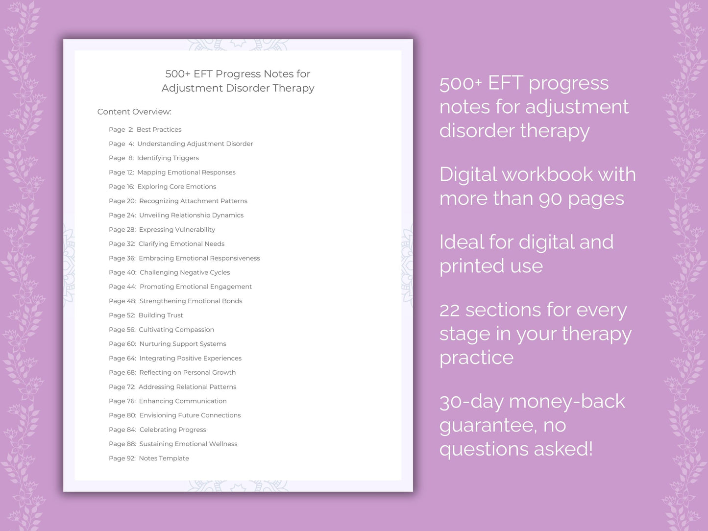 Adjustment Disorder Emotionally Focused Therapy (EFT) Therapist Worksheets