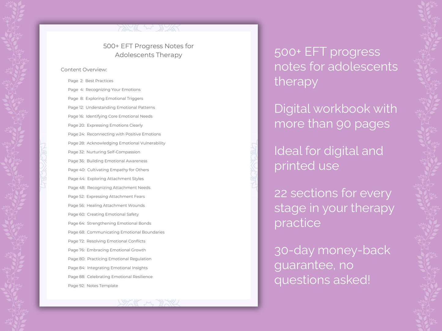 Adolescents Emotionally Focused Therapy (EFT) Therapist Worksheets