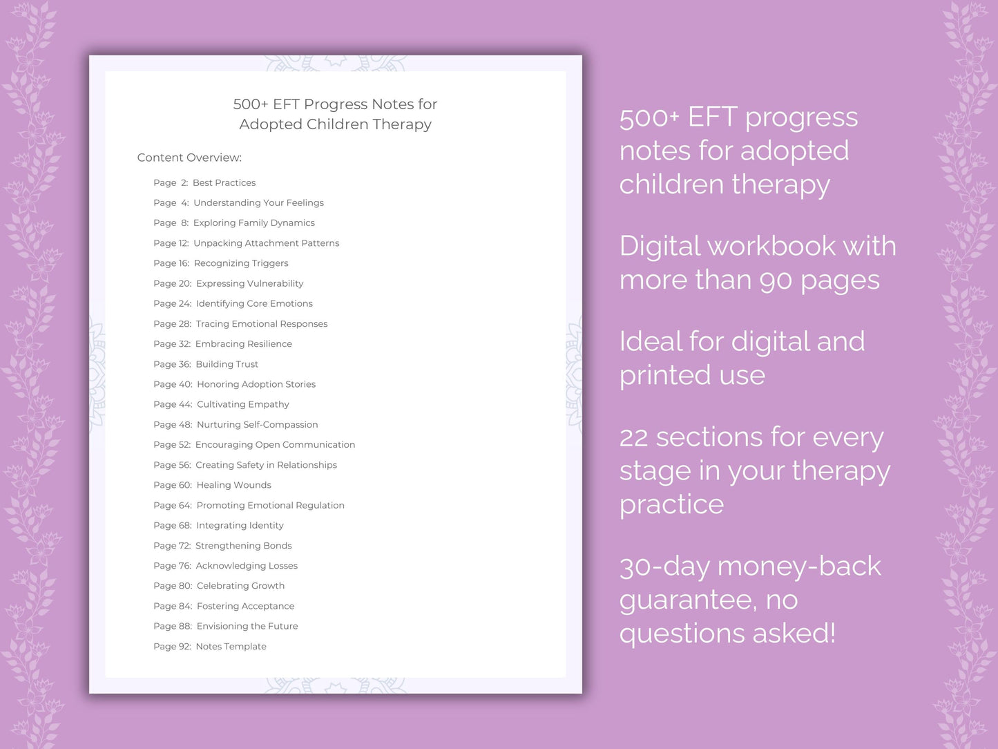 Adopted Children Emotionally Focused Therapy (EFT) Therapist Worksheets