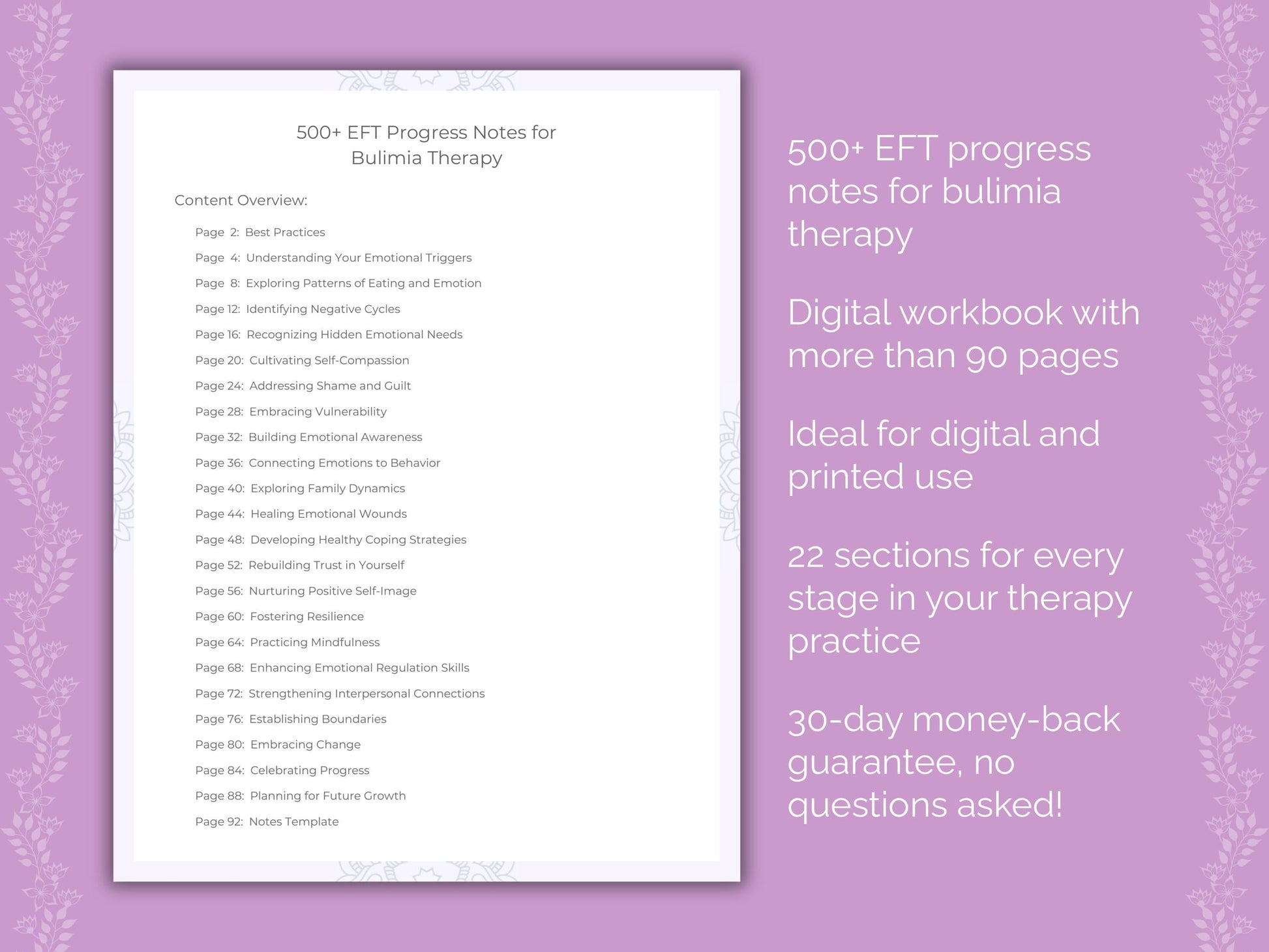 Bulimia Emotionally Focused Therapy (EFT) Therapist Worksheets