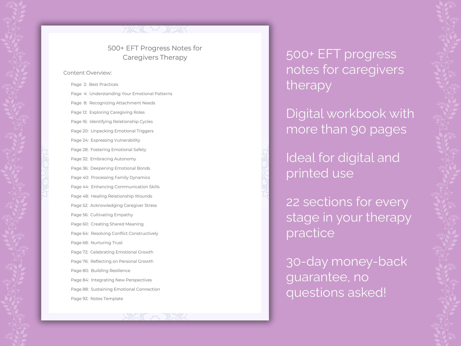 Caregivers Emotionally Focused Therapy (EFT) Therapist Worksheets