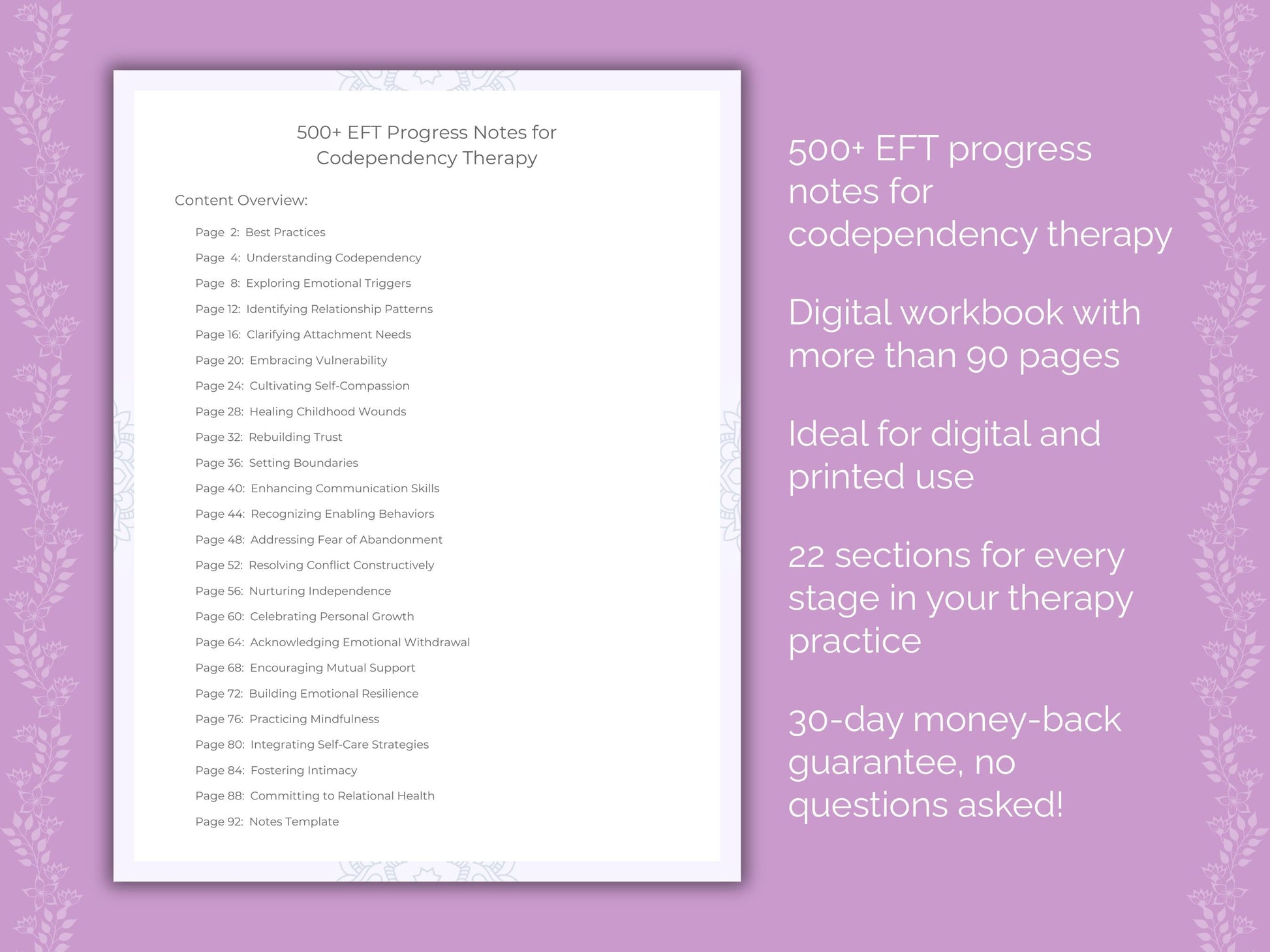 Codependency Emotionally Focused Therapy (EFT) Therapist Worksheets