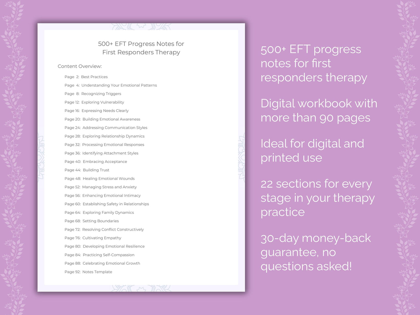 First Responders Emotionally Focused Therapy (EFT) Therapist Worksheets