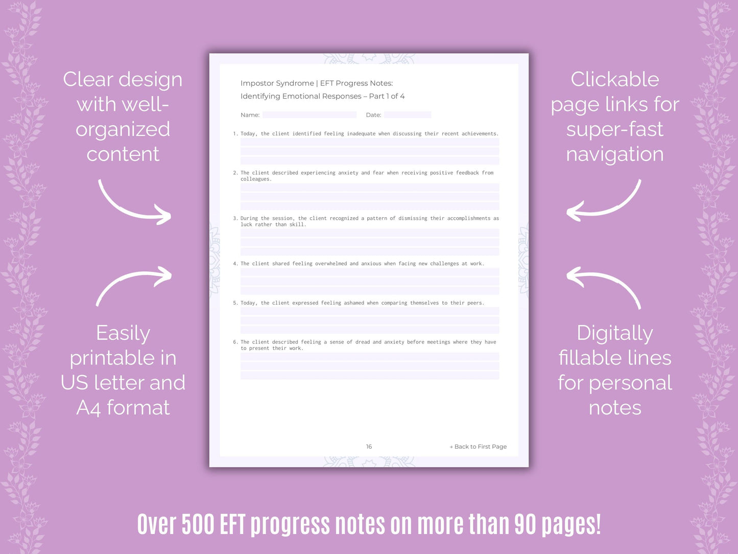 Impostor Syndrome Emotionally Focused Therapy (EFT) Counseling Templates