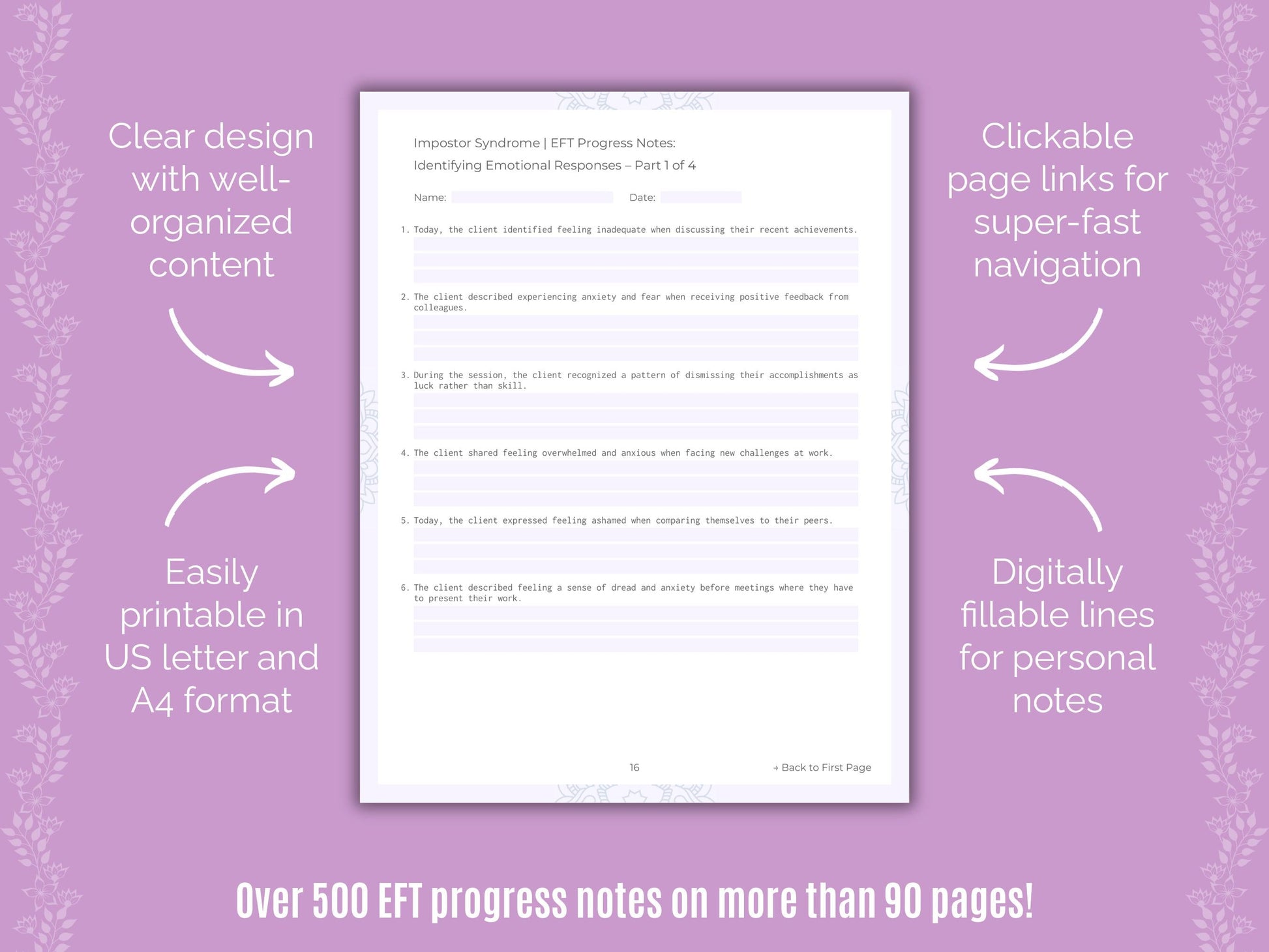 Impostor Syndrome Emotionally Focused Therapy (EFT) Counseling Templates