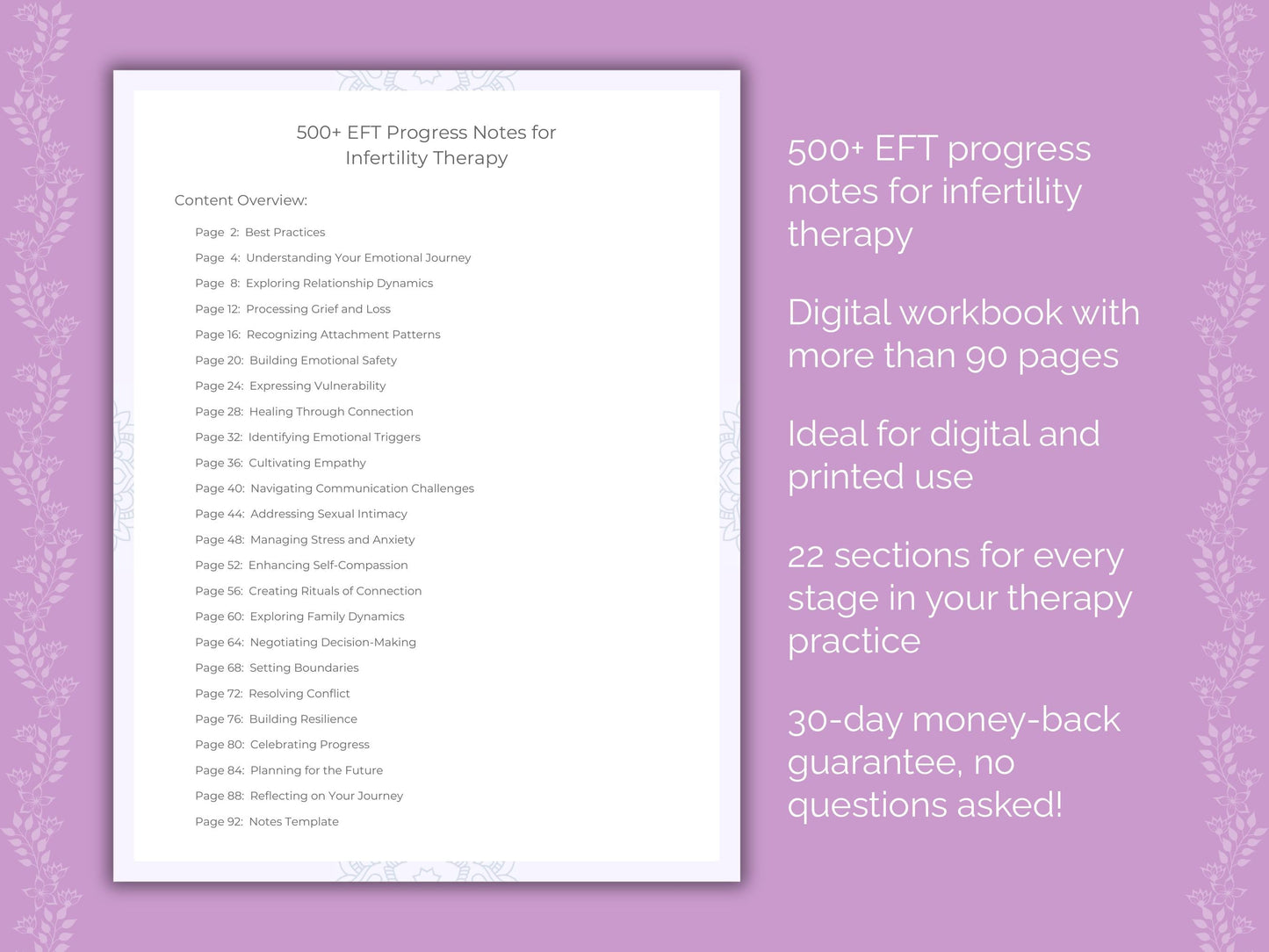 Infertility Emotionally Focused Therapy (EFT) Therapist Worksheets