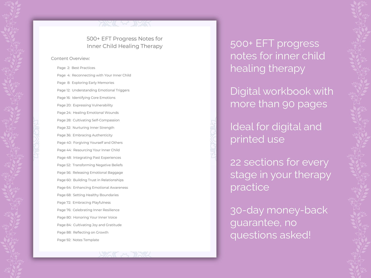 Inner Child Healing Emotionally Focused Therapy (EFT) Therapist Worksheets