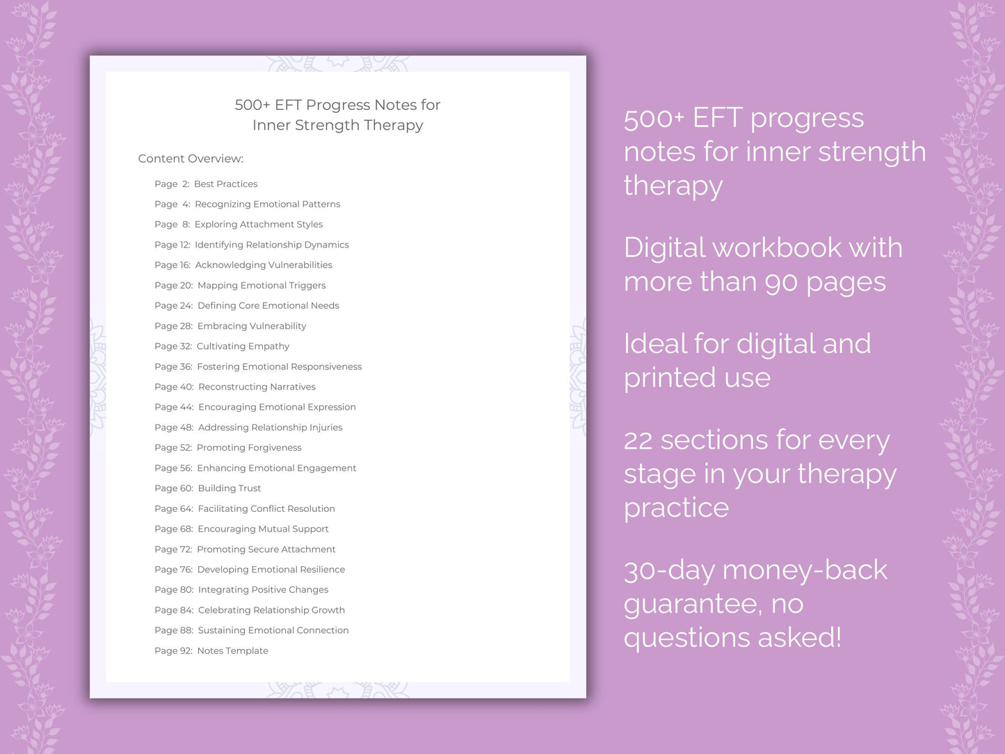 Inner Strength Emotionally Focused Therapy (EFT) Therapist Worksheets