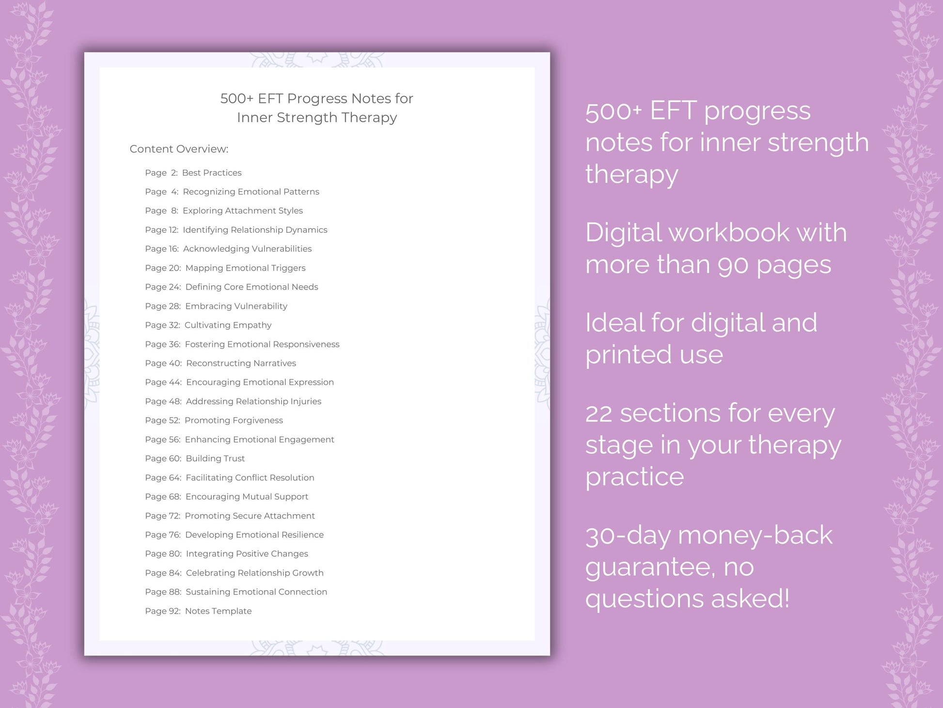 Inner Strength Emotionally Focused Therapy (EFT) Therapist Worksheets