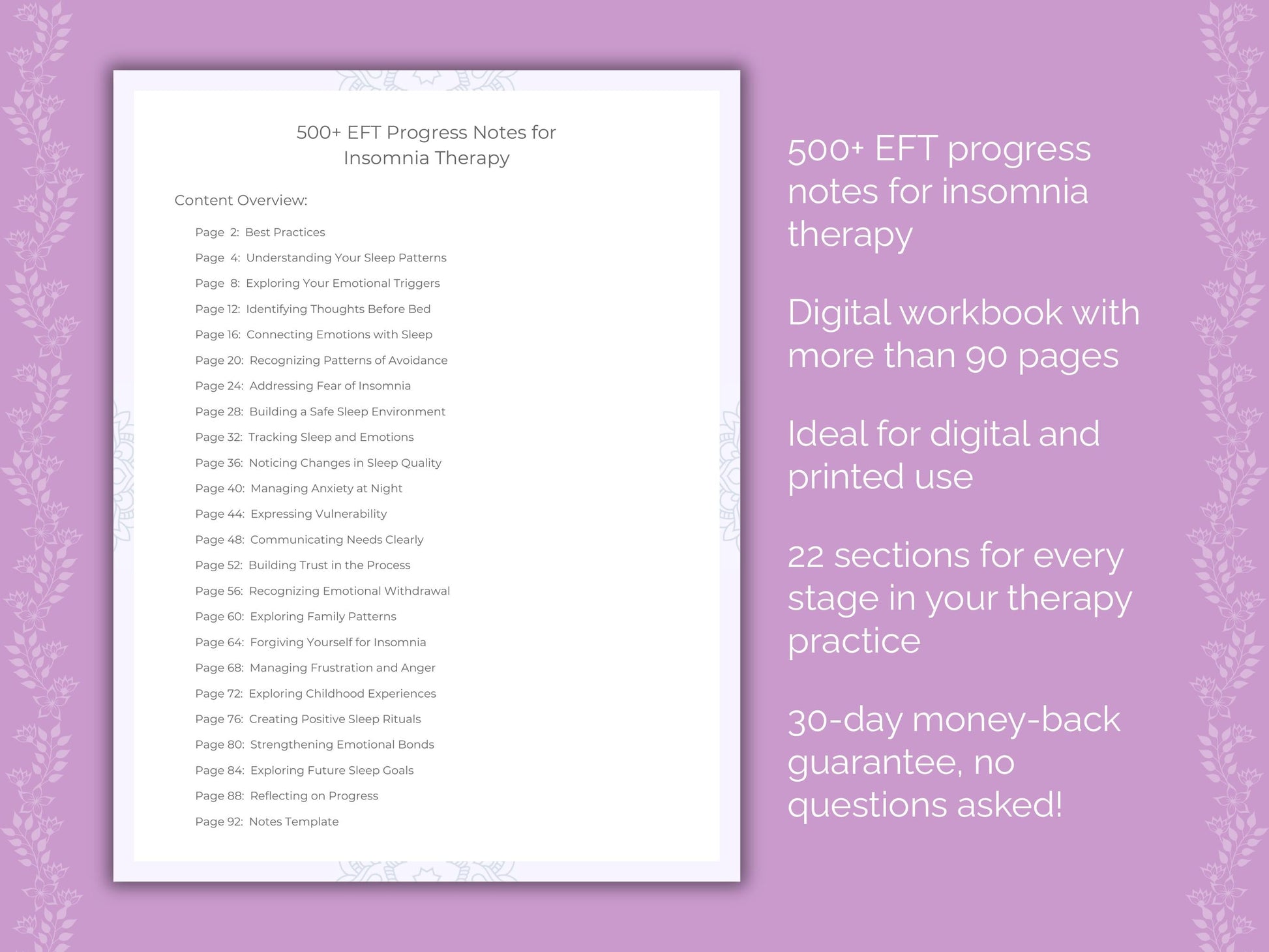 Insomnia Emotionally Focused Therapy (EFT) Therapist Worksheets