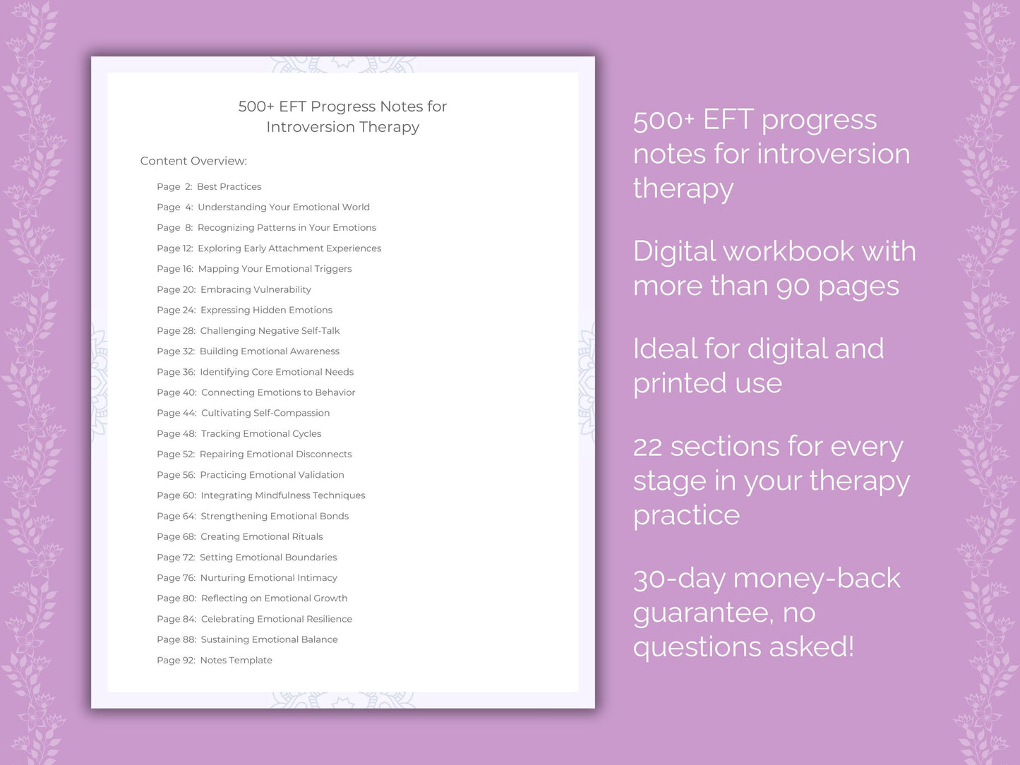 Introversion Emotionally Focused Therapy (EFT) Therapist Worksheets