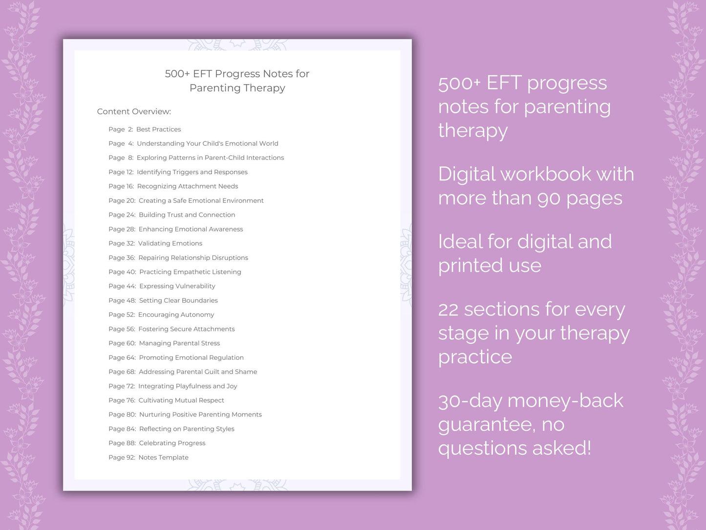 Parenting Emotionally Focused Therapy (EFT) Therapist Worksheets