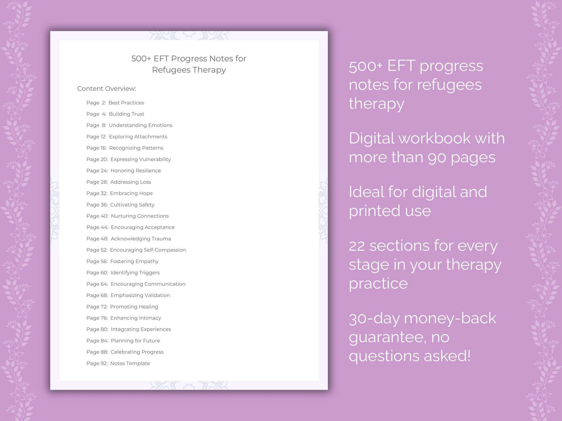 Refugees Emotionally Focused Therapy (EFT) Therapist Worksheets