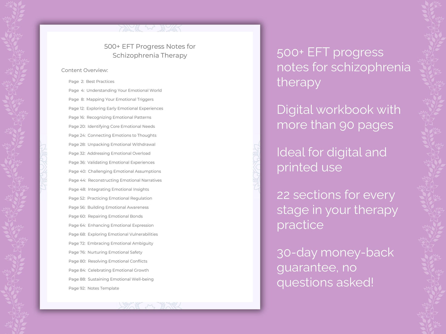 Schizophrenia Emotionally Focused Therapy (EFT) Therapist Worksheets