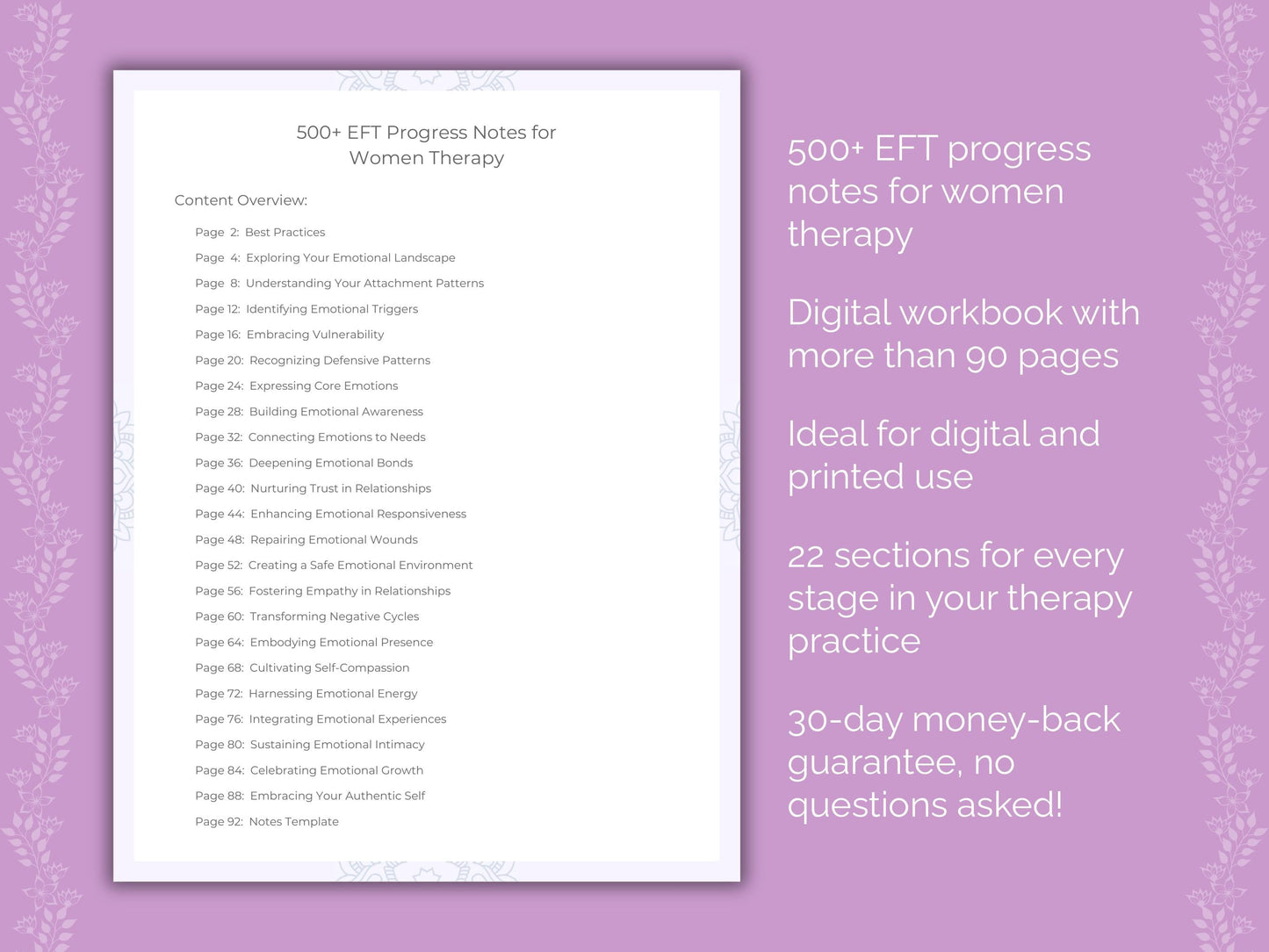 Women Emotionally Focused Therapy (EFT) Therapist Worksheets