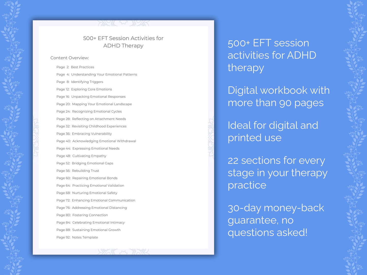 ADHD Emotionally Focused Therapy (EFT) Therapist Worksheets