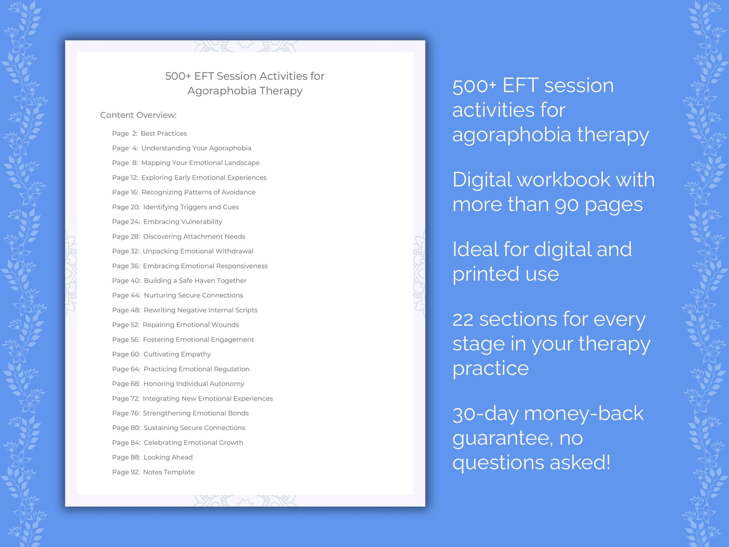 Agoraphobia Emotionally Focused Therapy (EFT) Therapist Worksheets