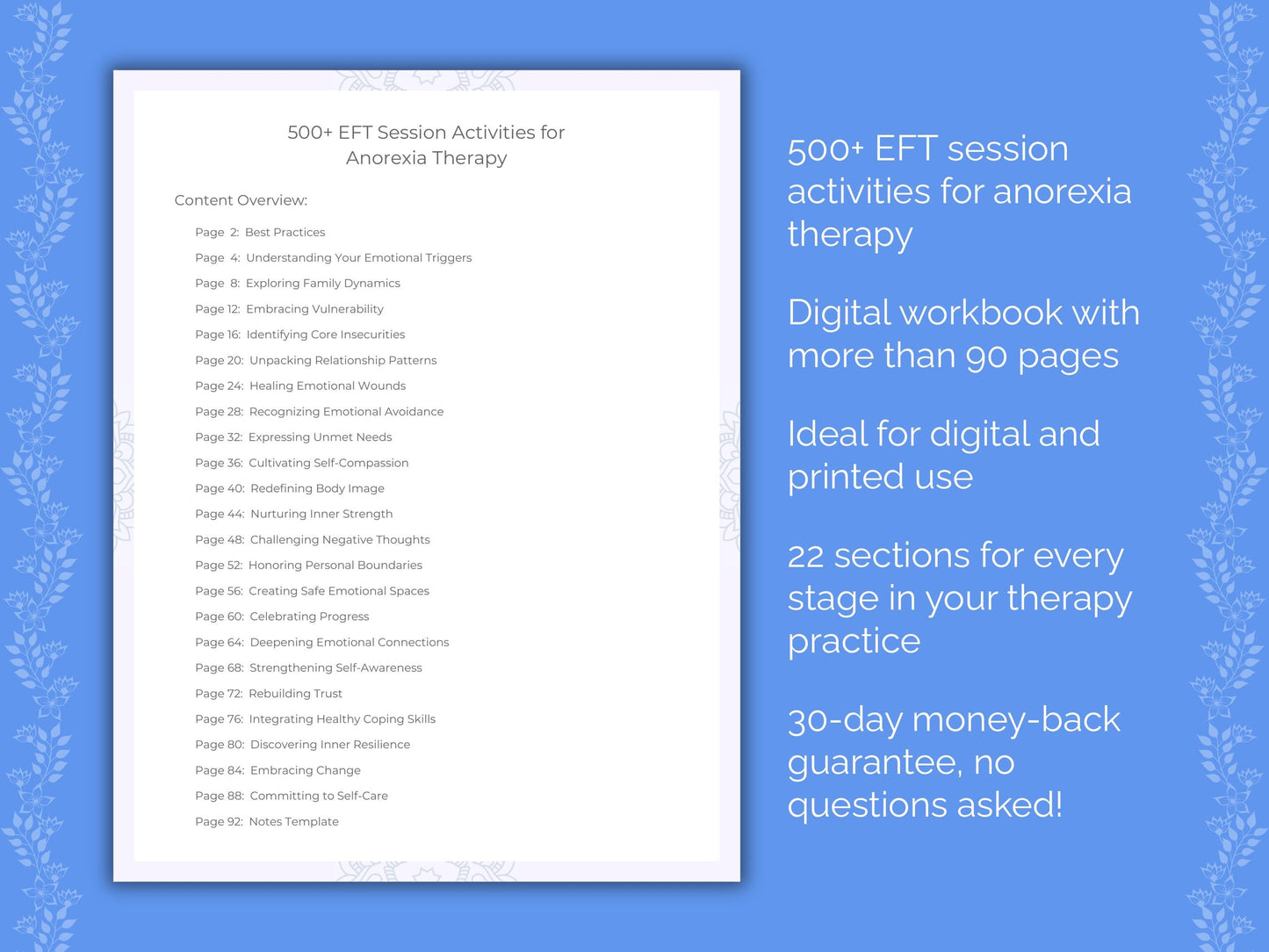 Anorexia Emotionally Focused Therapy (EFT) Therapist Worksheets