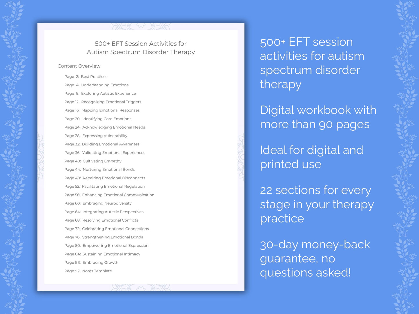 Autism Spectrum Disorder Emotionally Focused Therapy (EFT) Therapist Worksheets