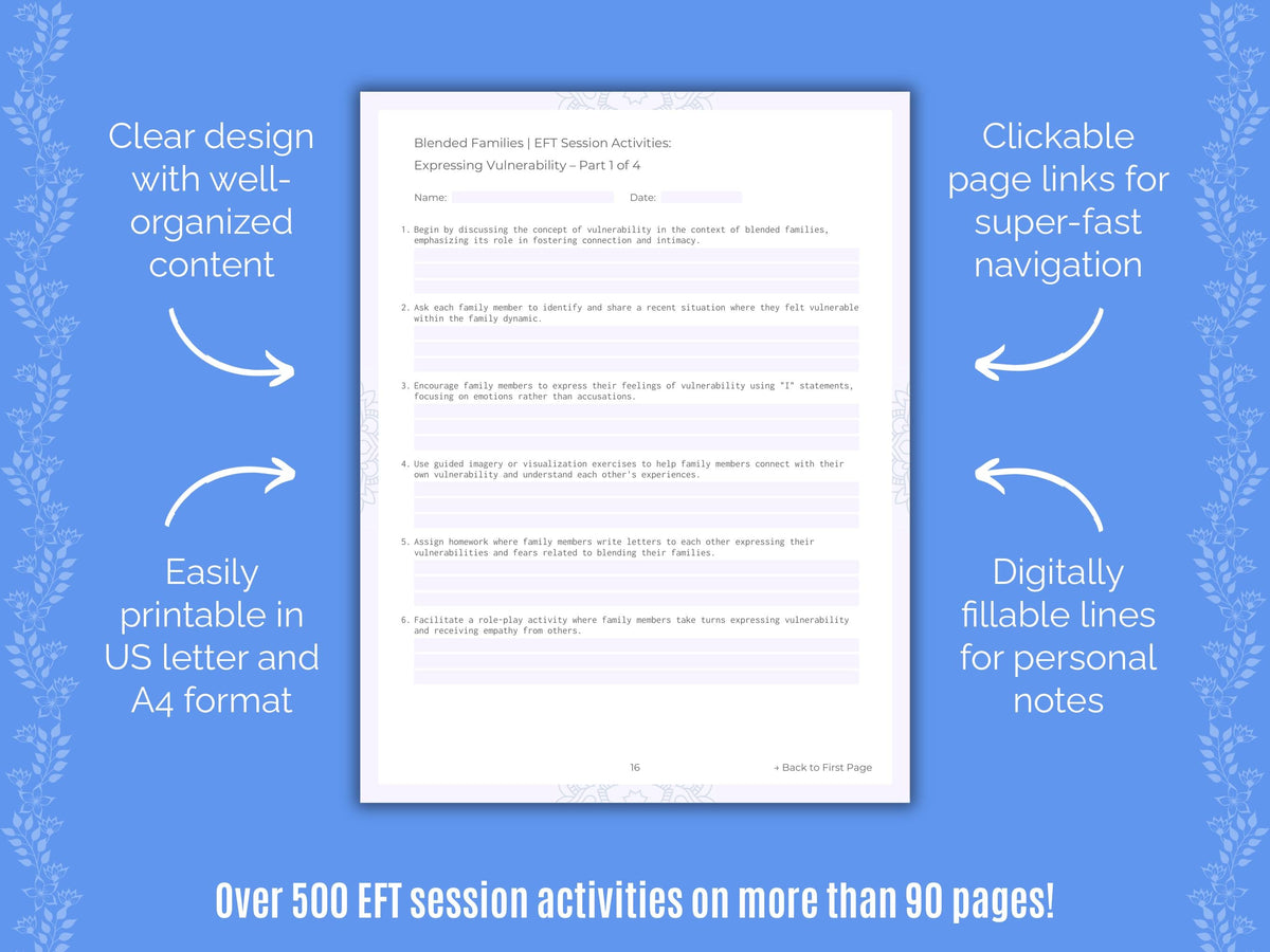 Blended Families Emotionally Focused Therapy (EFT) Counseling Templates